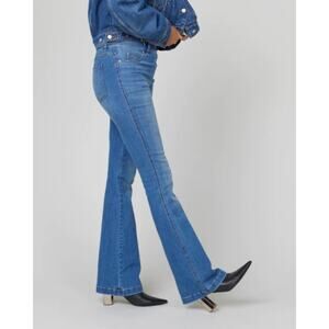 NWT Spanx Flare Jeans Vintage Indigo 70s Inspired Retro Mid Rise Pull On Sz XSP